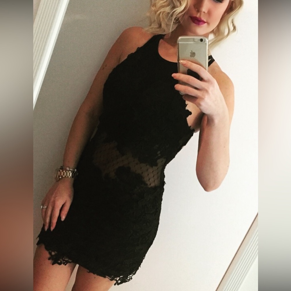 Black mini dress.